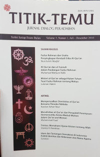 Titik Temu Jurnal Dialog Peradaban Vol 3, no. 1, Juli-Desember 2010